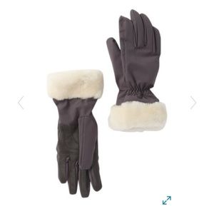 UGG leather gloves with fur trim